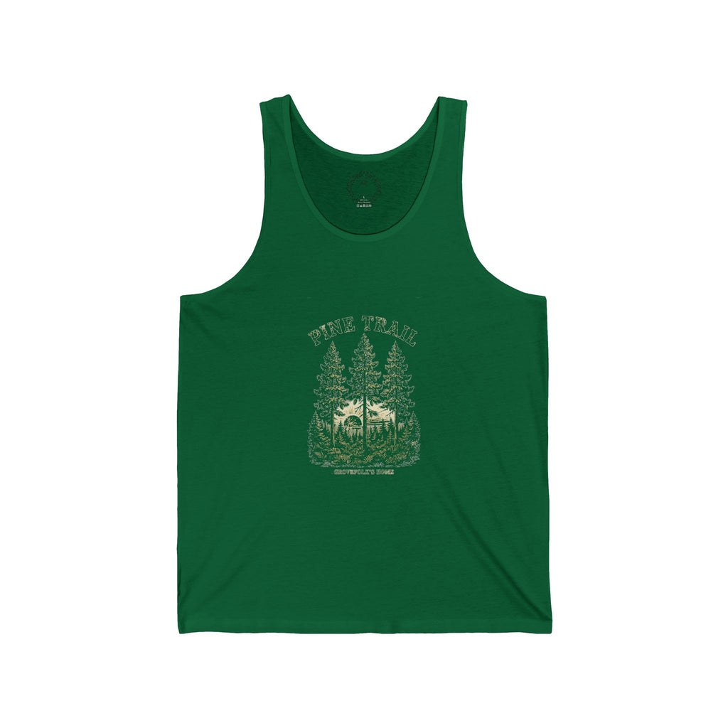 Pine Trail Tank with vintage pine forest artwork
