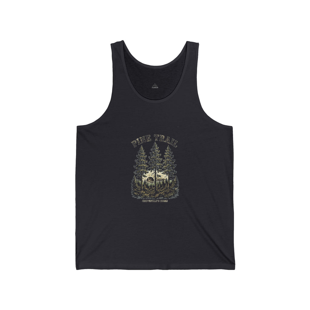 Pine Trail Tank with vintage pine forest artwork