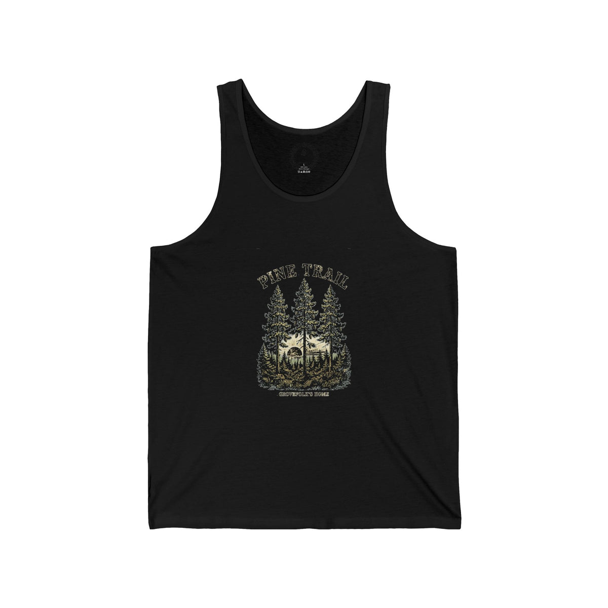 Pine Trail Tank with vintage pine forest artwork