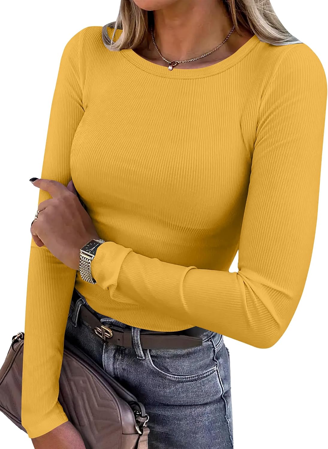 Ribbed Fitted Long Sleeve Top