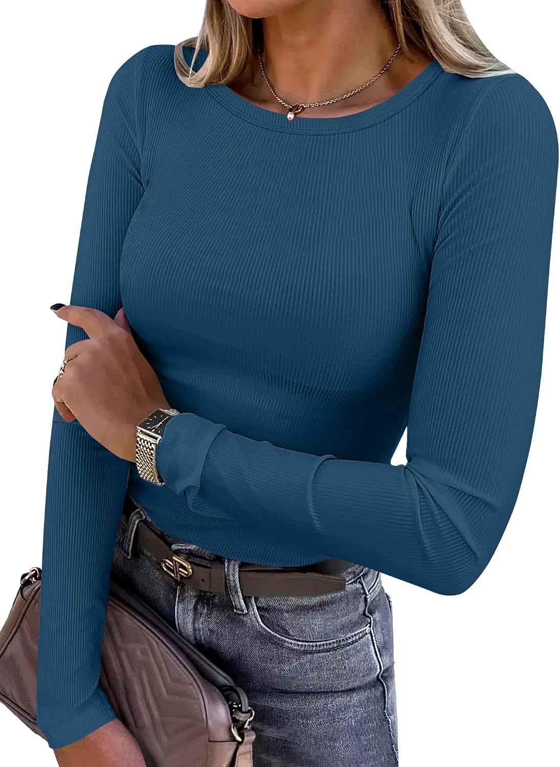 Ribbed Fitted Long Sleeve Top