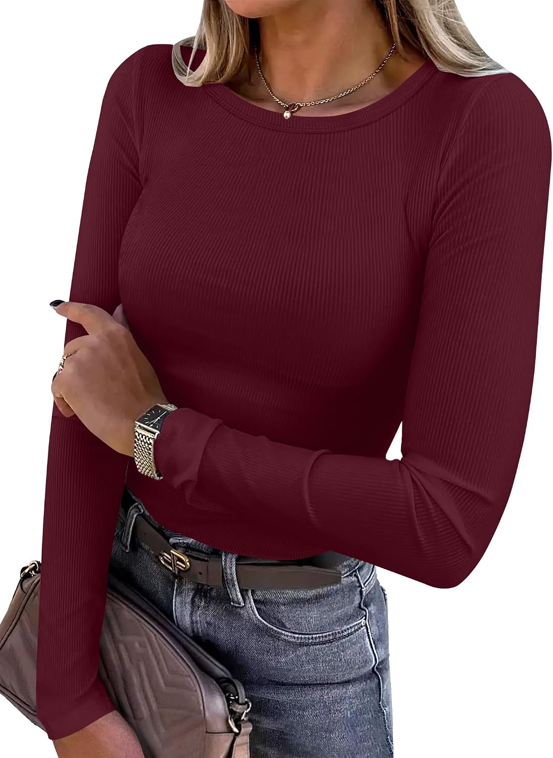 Ribbed Fitted Long Sleeve Top
