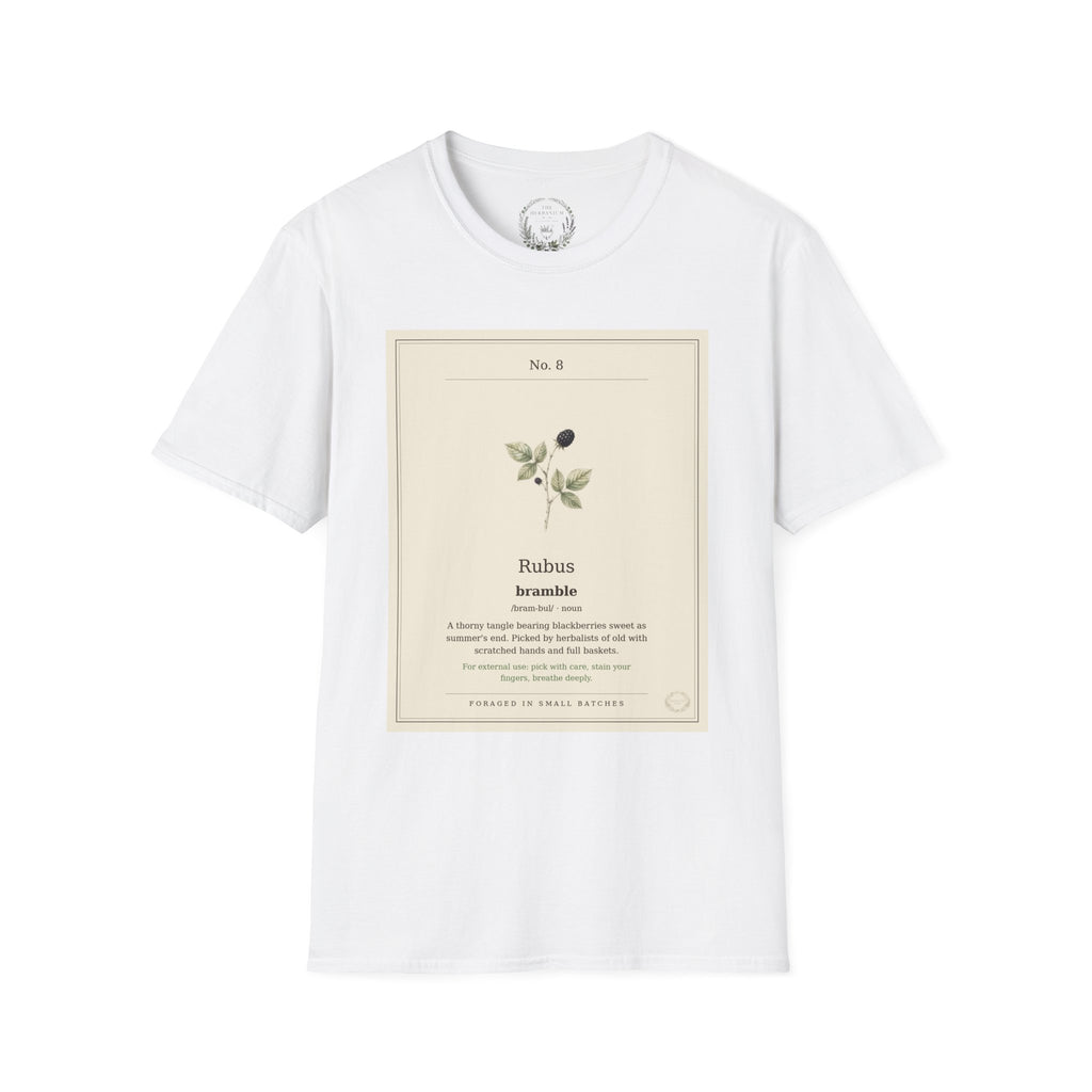 The Herbanium Tee - August Bramble - botanical illustration printed on a soft short-sleeve tee