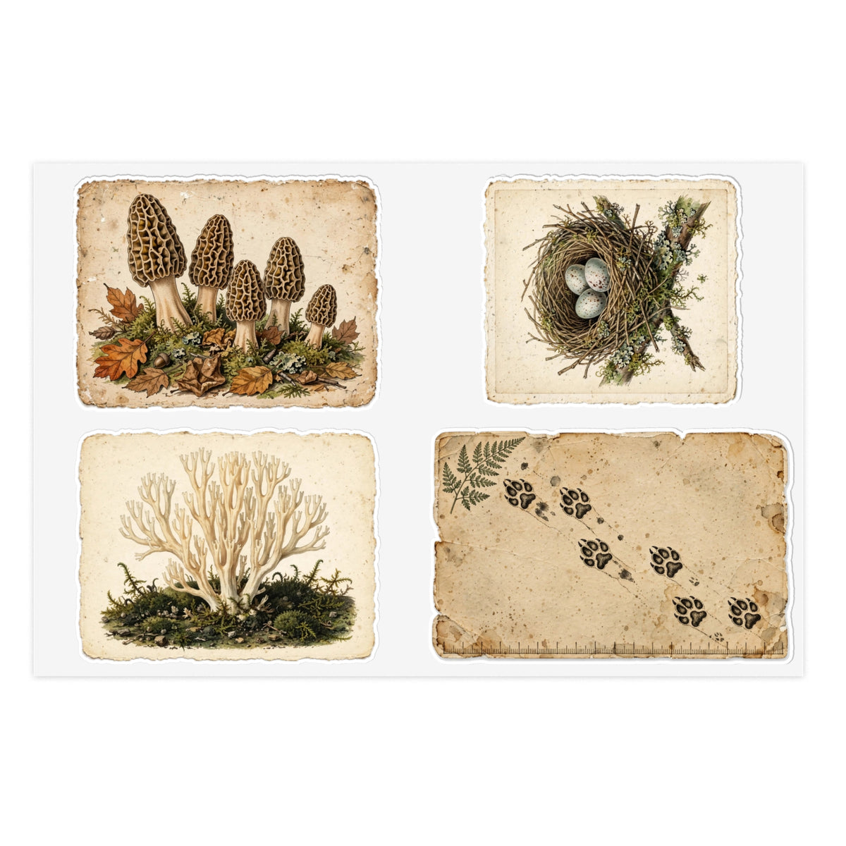 Vintage Field Guide Sticker Sheets - illustrated vinyl sticker